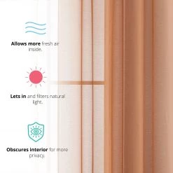 Sheer Curtains HLC.ME Sheer Grommet Curtain Panels - Rust - Set Of 2