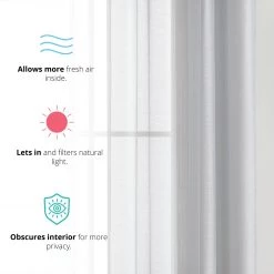 HLC.ME Sheer Grommet Curtain Panels - Silver Grey - Set Of 2