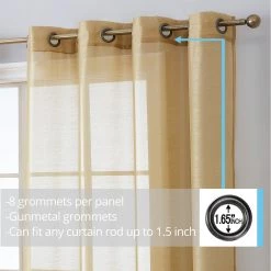 HLC.ME Sheer Grommet Curtain Panels - Taupe - Set Of 2 Sheer Curtains