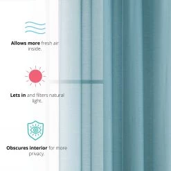 HLC.ME Sheer Grommet Curtain Panels - Aqua Blue (Teal) - Set Of 2 Sheer Curtains