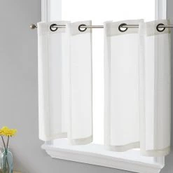 HLC.ME Lucento Sheer Grommet Cafe Tier Panels (Ivory) - Set Of 2