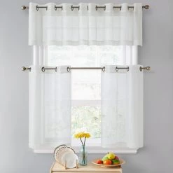 HLC.ME Lucento Sheer Grommet Valance - Ivory - Set Of 2