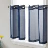 HLC.ME Lucento Sheer Grommet Cafe Tier Panels (Navy Blue) - Set Of 2 Faux Linen Curtains