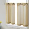 HLC.ME Lucento Sheer Grommet Cafe Tier Panels (Taupe) - Set Of 2 Faux Linen Curtains