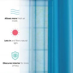 HLC.ME Sheer Grommet Curtain Panels - Turquoise - Set Of 2 Sheer Curtains 10 HLC.ME Sheer Grommet Curtain Panels - Turquoise - Set Of 2 Sheer Curtains