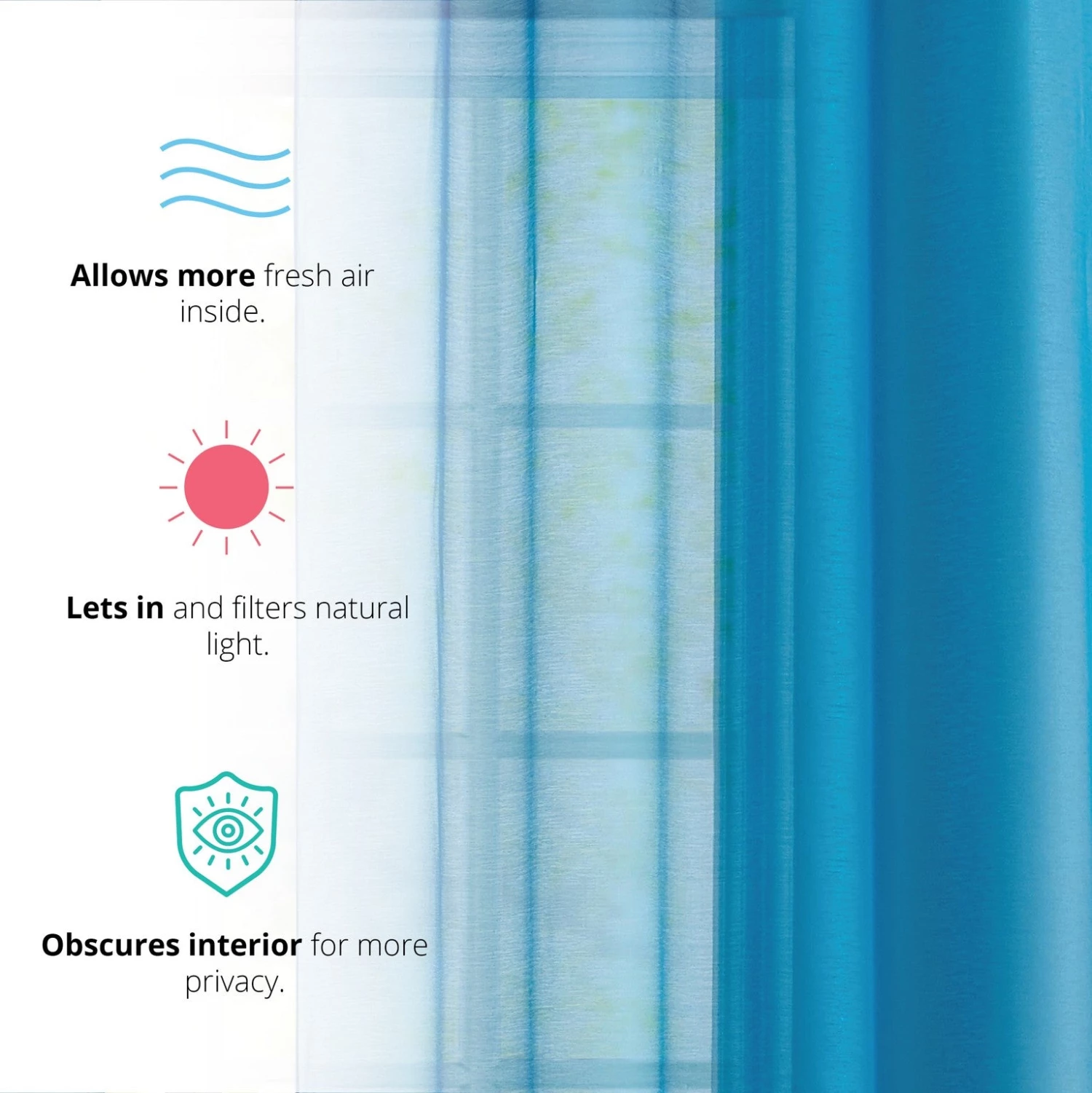 HLC.ME Sheer Grommet Curtain Panels - Turquoise - Set Of 2 Sheer Curtains 5 HLC.ME Sheer Grommet Curtain Panels - Turquoise - Set Of 2 Sheer Curtains