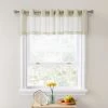 HLC.ME Faux Linen Curtains Lucento Sheer Grommet Valance - Beige - Set Of 2