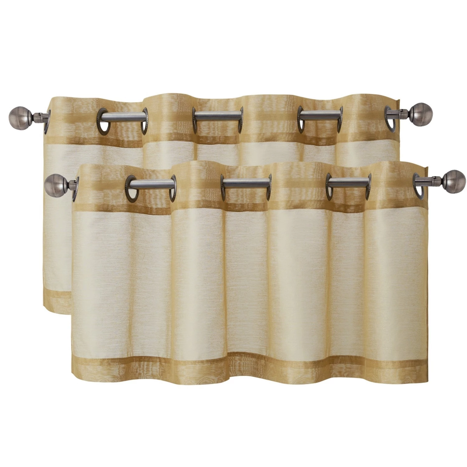 HLC.ME Lucento Sheer Grommet Valance - Taupe - Set Of 2 4 HLC.ME Lucento Sheer Grommet Valance - Taupe - Set Of 2
