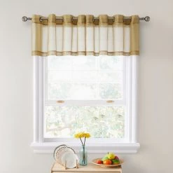 HLC.ME Lucento Sheer Grommet Valance - Taupe - Set Of 2