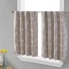 HLC.ME Faux Linen Curtains Serenity Floral 100% Blackout Grommet Tiers - Taupe - Set Of 2
