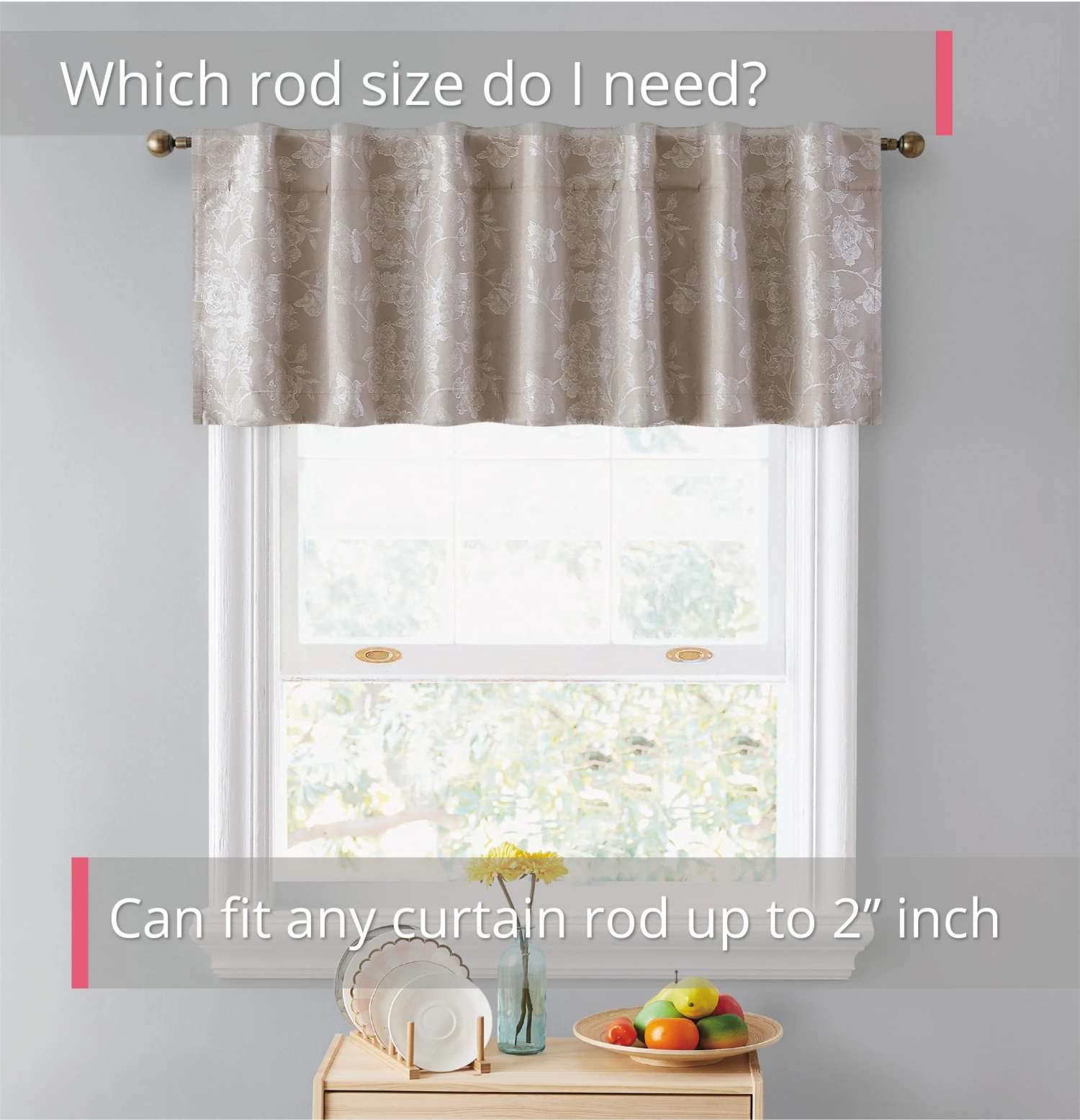 HLC.ME Serenity Floral 100% Blackout Grommet Valance - Taupe 5 HLC.ME Serenity Floral 100% Blackout Grommet Valance - Taupe