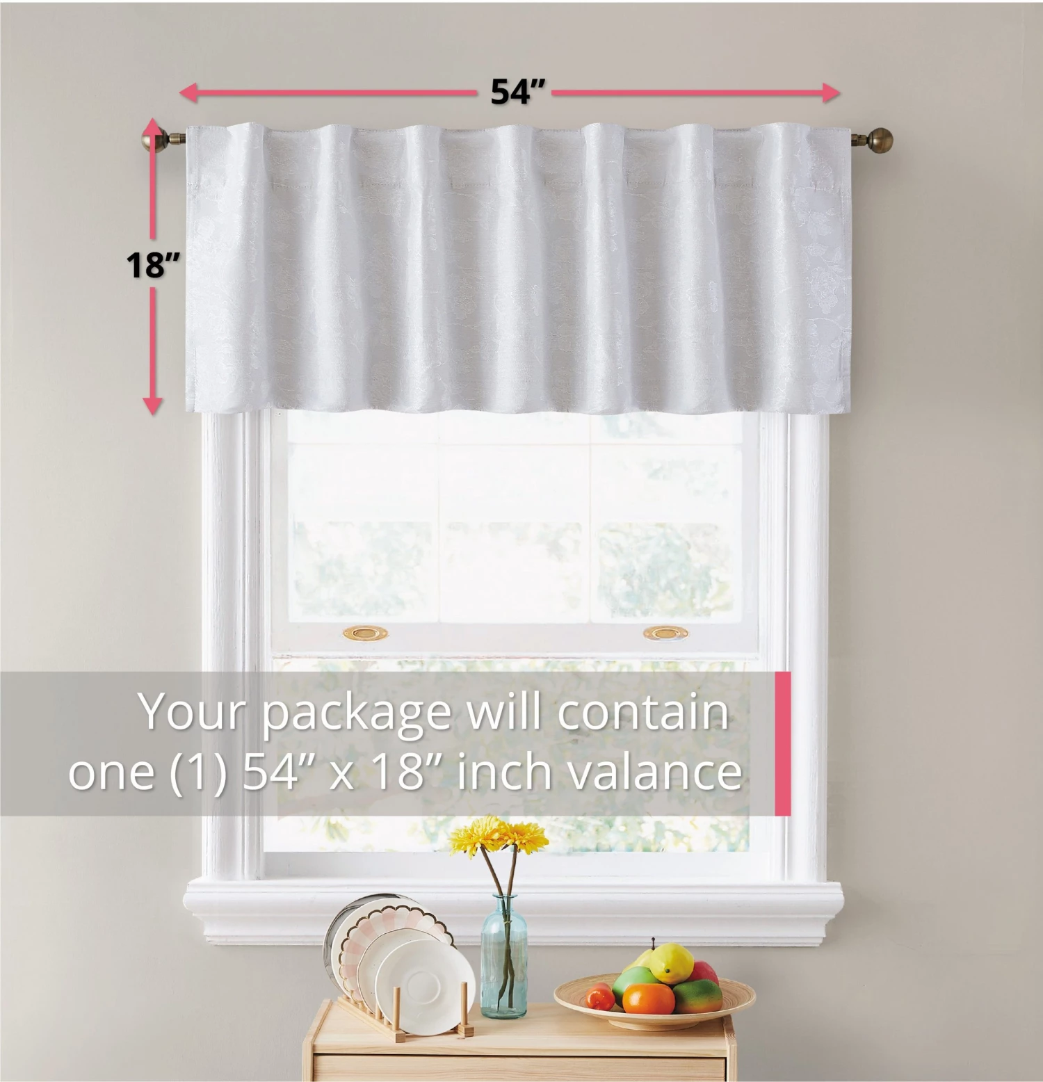 HLC.ME Serenity Floral 100% Blackout Grommet Valance - White 4 HLC.ME Serenity Floral 100% Blackout Grommet Valance - White