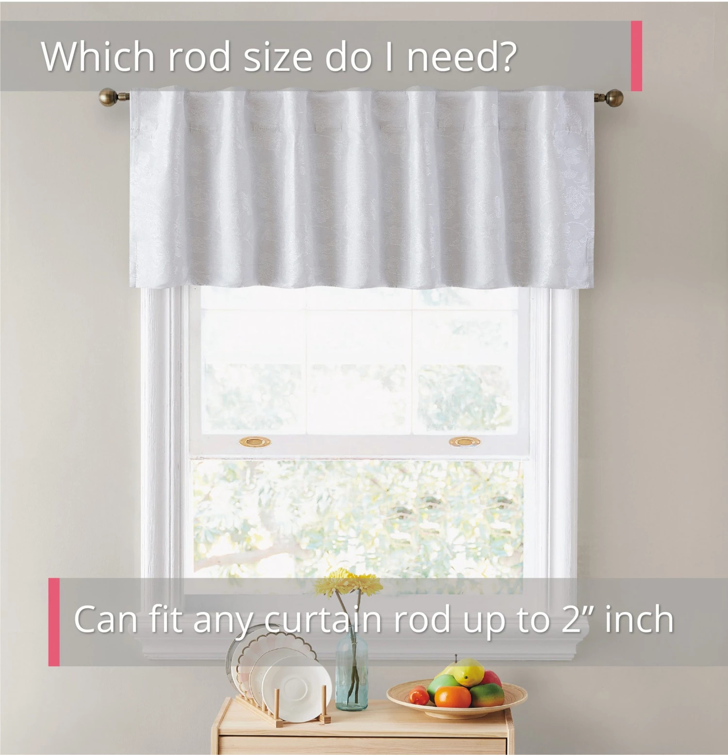 HLC.ME Serenity Floral 100% Blackout Grommet Valance - White 5 HLC.ME Serenity Floral 100% Blackout Grommet Valance - White