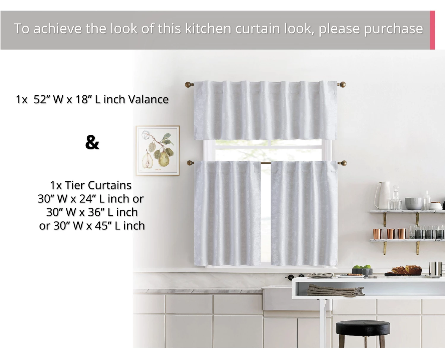 HLC.ME Serenity Floral 100% Blackout Grommet Valance - White 6 HLC.ME Serenity Floral 100% Blackout Grommet Valance - White