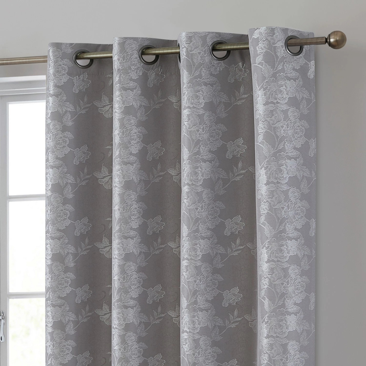 HLC.ME Serenity Floral 100% Blackout Grommet Patio Door Panel - Grey Faux Linen Curtains 7 HLC.ME Serenity Floral 100% Blackout Grommet Patio Door Panel - Grey Faux Linen Curtains