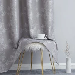 HLC.ME Serenity Floral 100% Blackout Grommet Patio Door Panel - Grey Faux Linen Curtains 11 HLC.ME Serenity Floral 100% Blackout Grommet Patio Door Panel - Grey Faux Linen Curtains