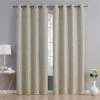 HLC.ME Serenity Floral 100% Complete Blackout Grommet Curtains - Beige - Set Of 2 Blackout Curtains