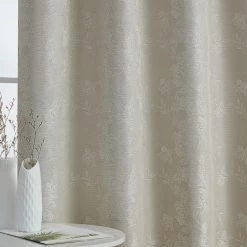 HLC.ME Serenity Floral 100% Complete Blackout Grommet Curtains - Beige - Set Of 2 Blackout Curtains