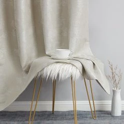 HLC.ME Serenity Floral 100% Complete Blackout Grommet Curtains - Beige - Set Of 2 Blackout Curtains