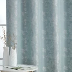 HLC.ME Serenity Floral 100% Complete Blackout Grommet Curtains - Seafoam Green - Set Of 2