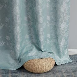 HLC.ME Serenity Floral 100% Complete Blackout Grommet Curtains - Seafoam Green - Set Of 2