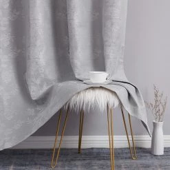 HLC.ME Serenity Floral 100% Blackout Grommet Patio Door Panel - Light Grey 11 HLC.ME Serenity Floral 100% Blackout Grommet Patio Door Panel - Light Grey