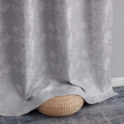 HLC.ME Serenity Floral 100% Complete Blackout Grommet Curtains - Light Grey - Set Of 2 14 HLC.ME Serenity Floral 100% Complete Blackout Grommet Curtains - Light Grey - Set Of 2