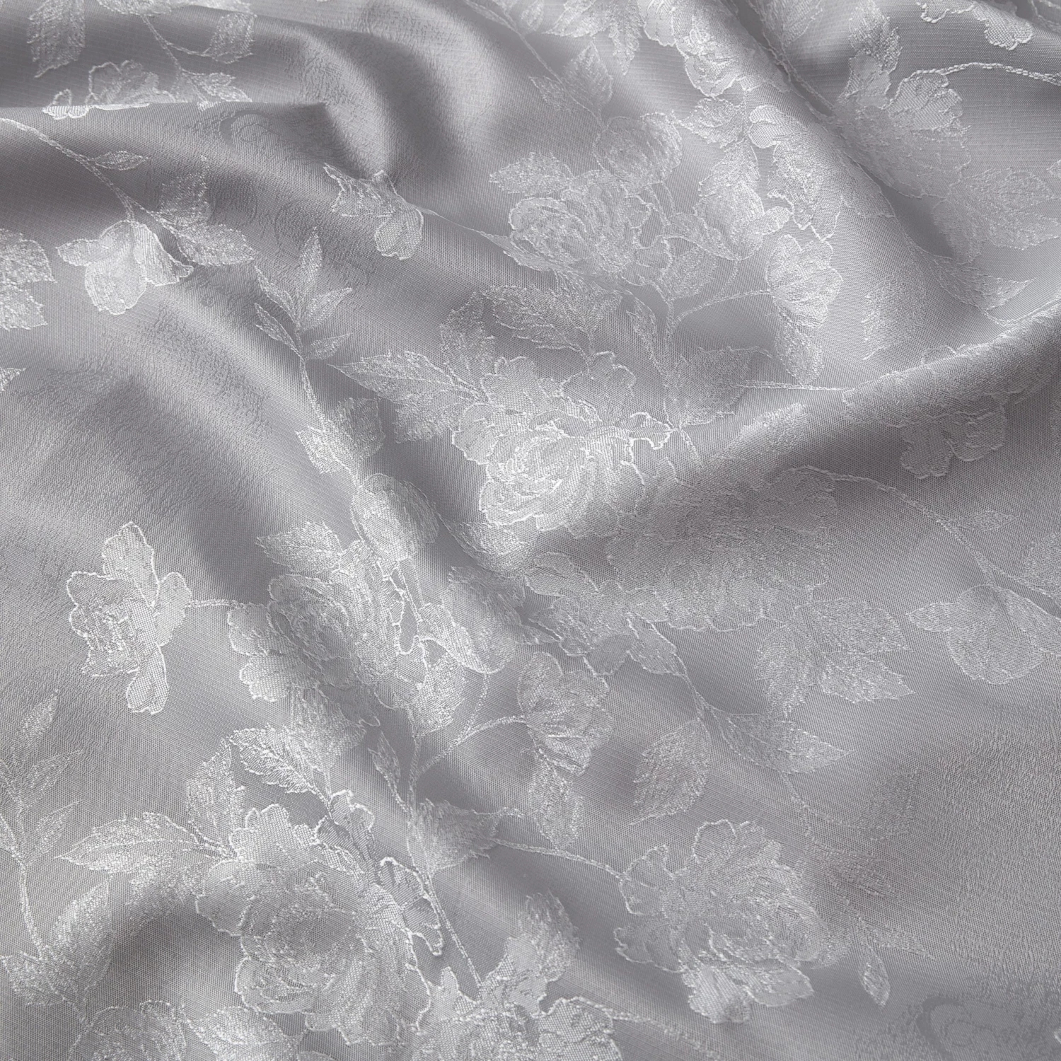 HLC.ME Serenity Floral 100% Complete Blackout Grommet Curtains - Light Grey - Set Of 2 9 HLC.ME Serenity Floral 100% Complete Blackout Grommet Curtains - Light Grey - Set Of 2