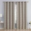 HLC.ME Serenity Floral 100% Complete Blackout Grommet Curtains - Taupe - Set Of 2