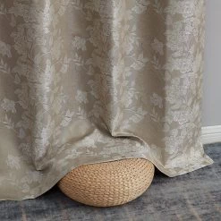 HLC.ME Serenity Floral 100% Complete Blackout Grommet Curtains - Taupe - Set Of 2