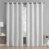 HLC.ME Serenity Floral 100% Complete Blackout Grommet Curtains - White - Set Of 2