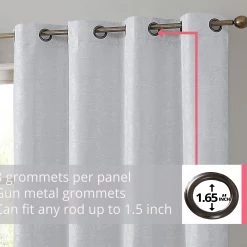 HLC.ME Serenity Floral 100% Complete Blackout Grommet Curtains - White - Set Of 2 11 HLC.ME Serenity Floral 100% Complete Blackout Grommet Curtains - White - Set Of 2