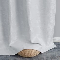 HLC.ME Serenity Floral 100% Complete Blackout Grommet Curtains - White - Set Of 2 14 HLC.ME Serenity Floral 100% Complete Blackout Grommet Curtains - White - Set Of 2