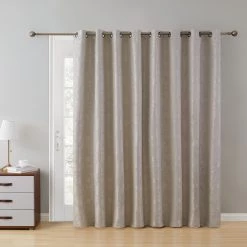 HLC.ME Serenity Floral 100% Blackout Grommet Patio Door Panel - Beige