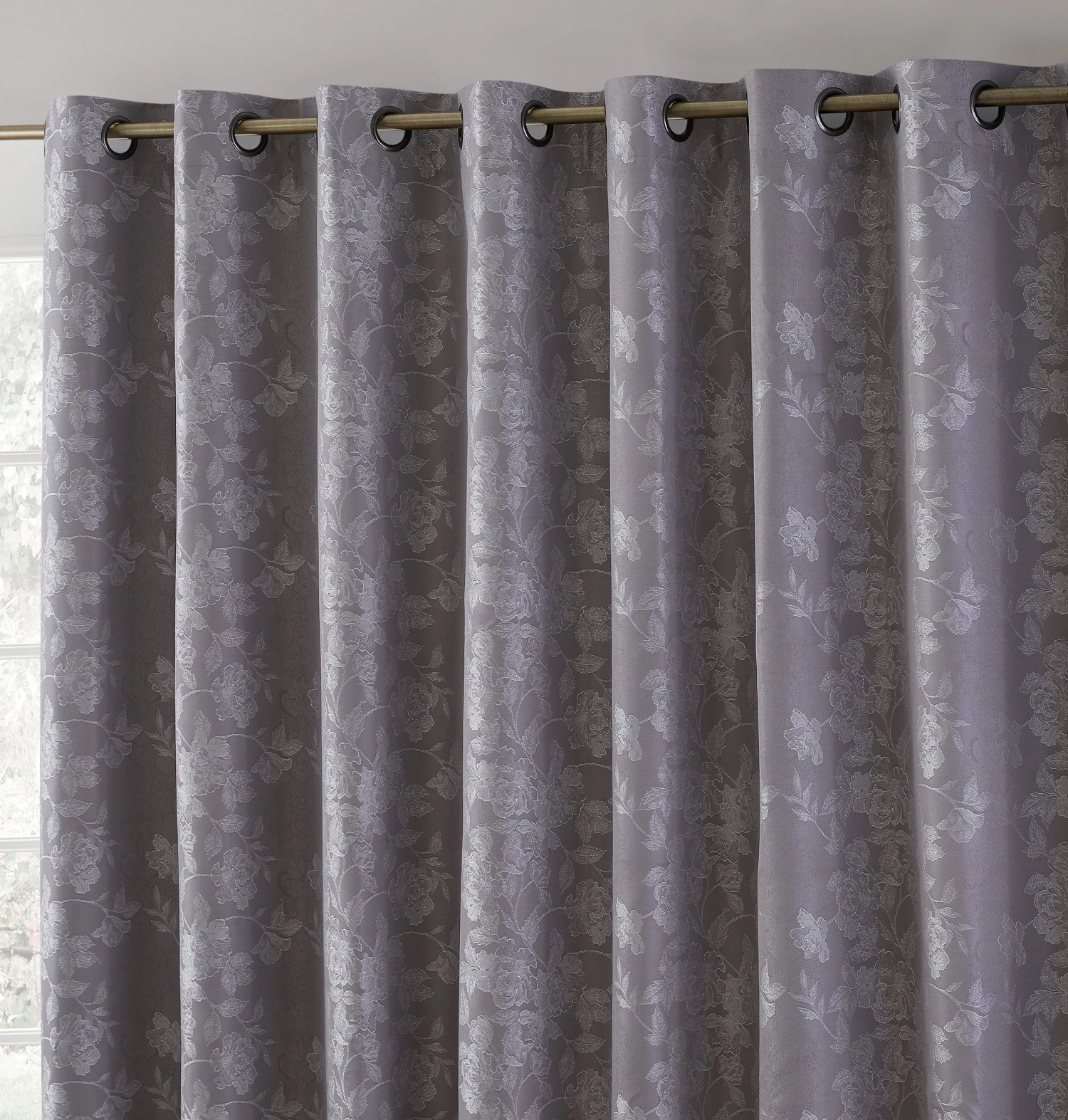 HLC.ME Serenity Floral 100% Blackout Grommet Patio Door Panel - Grey Faux Linen Curtains 3 HLC.ME Serenity Floral 100% Blackout Grommet Patio Door Panel - Grey Faux Linen Curtains