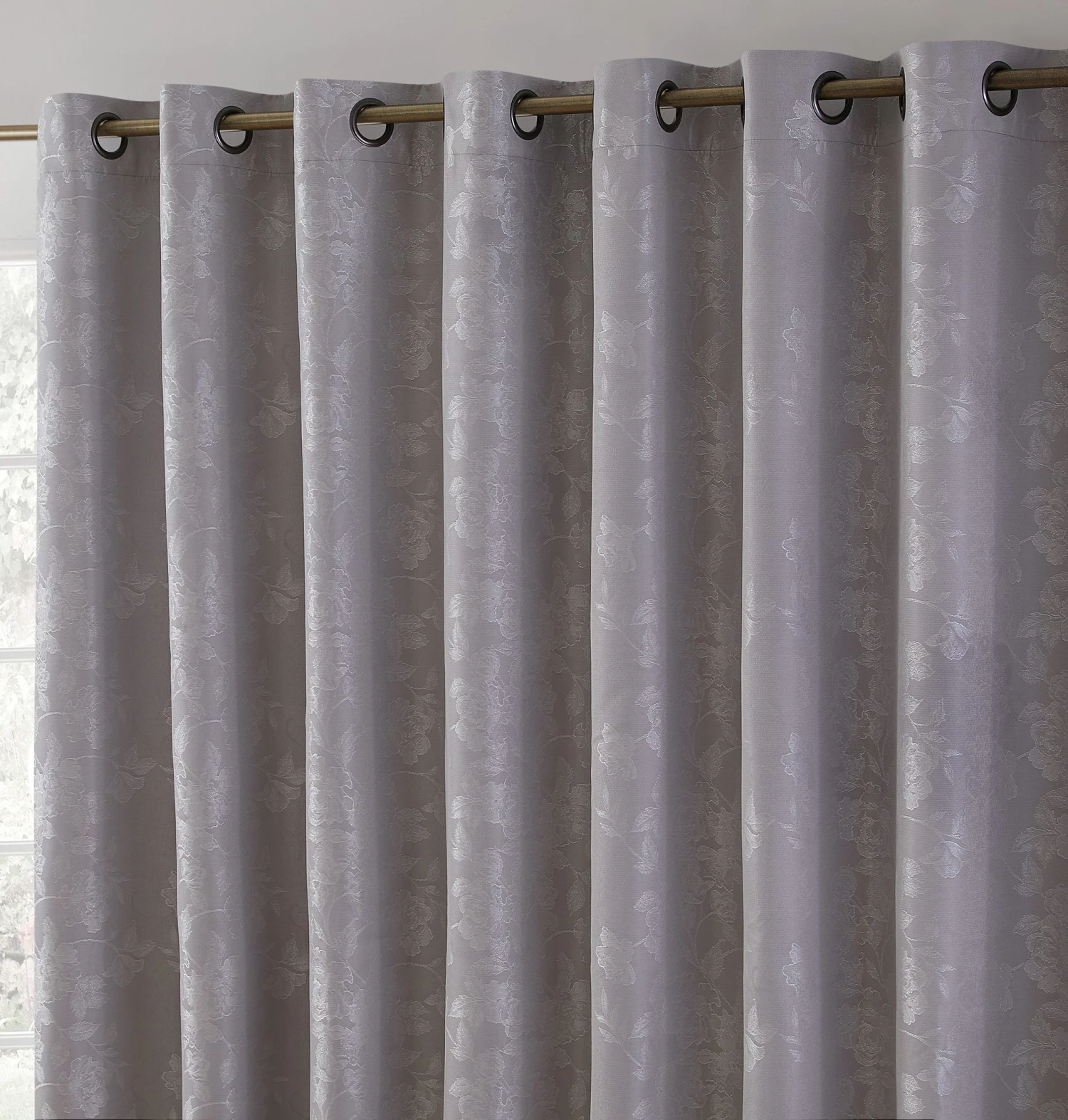 HLC.ME Serenity Floral 100% Blackout Grommet Patio Door Panel - Light Grey 3 HLC.ME Serenity Floral 100% Blackout Grommet Patio Door Panel - Light Grey