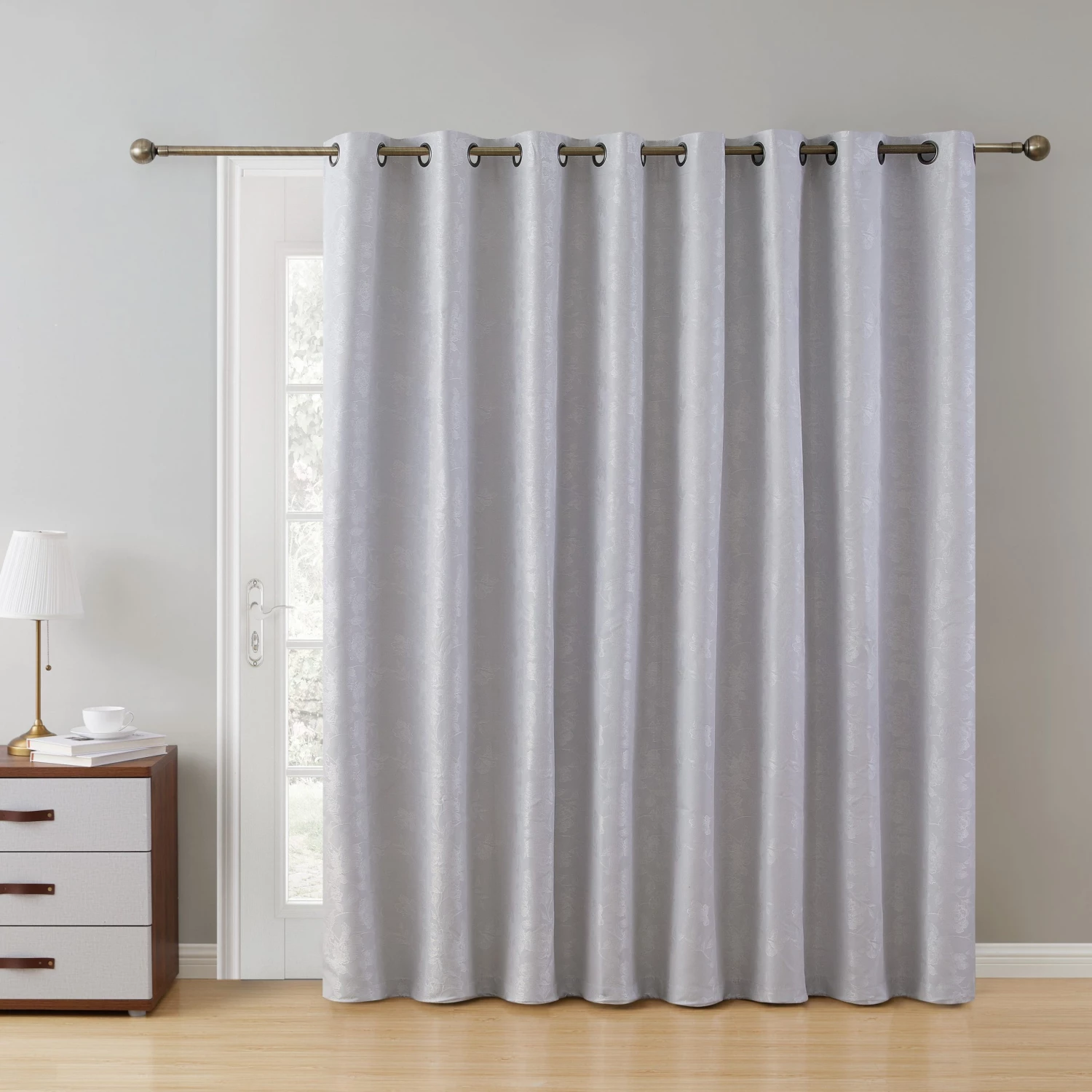 HLC.ME Serenity Floral 100% Blackout Grommet Patio Door Panel - White 4 HLC.ME Serenity Floral 100% Blackout Grommet Patio Door Panel - White