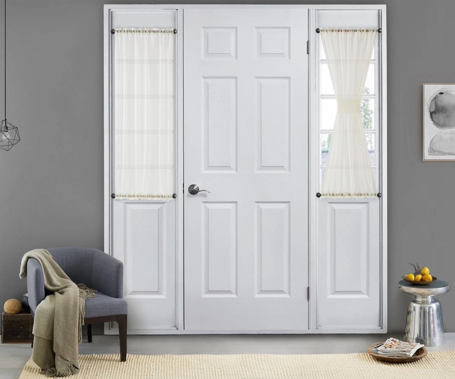 HLC.ME Faux Linen Curtains Sheer French Door Curtains - Ivory - Set Of 2 3 HLC.ME Faux Linen Curtains Sheer French Door Curtains - Ivory - Set Of 2