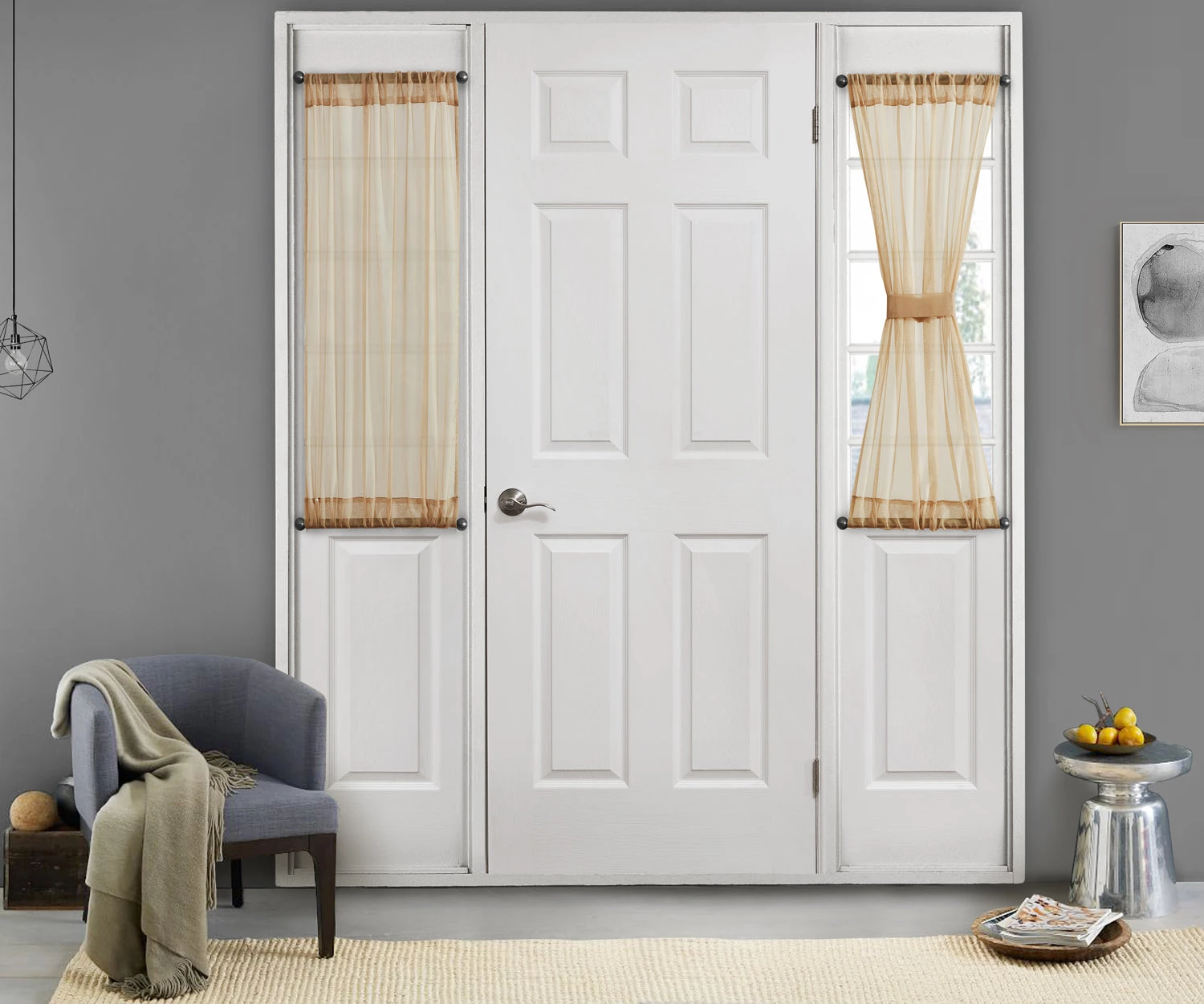 HLC.ME Faux Linen Curtains Sheer French Door Curtains - Antique Taupe - Set Of 2 3 HLC.ME Faux Linen Curtains Sheer French Door Curtains - Antique Taupe - Set Of 2