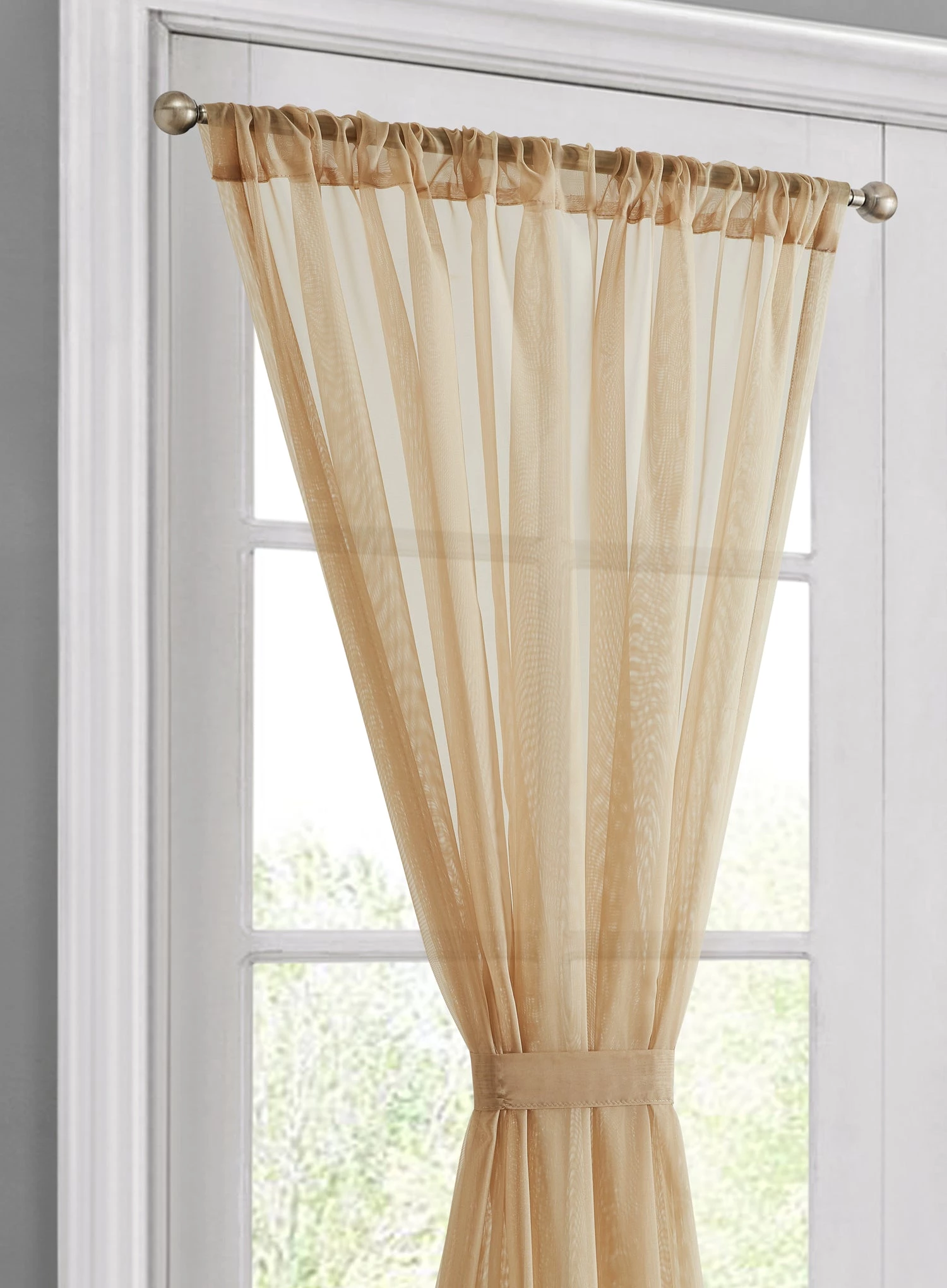 HLC.ME Faux Linen Curtains Sheer French Door Curtains - Antique Taupe - Set Of 2 4 HLC.ME Faux Linen Curtains Sheer French Door Curtains - Antique Taupe - Set Of 2