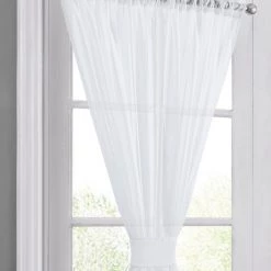 HLC.ME Sheer French Door Curtains - White - Set Of 2
