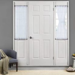 HLC.ME Sheer French Door Curtains - White - Set Of 2