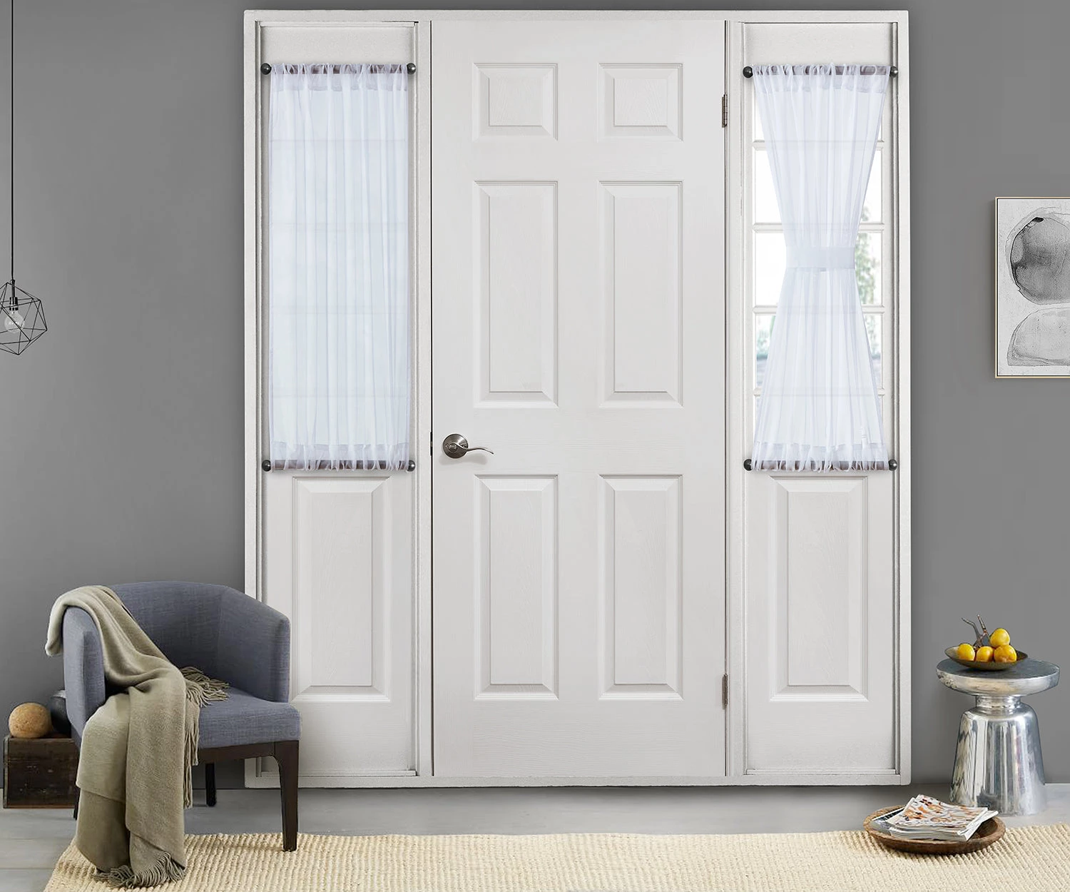 HLC.ME Sheer French Door Curtains - White - Set Of 2 3 HLC.ME Sheer French Door Curtains - White - Set Of 2