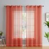 HLC.ME Sheer Grommet Curtain Panels - Coral Pink - Set Of 2 1 HLC.ME Sheer Grommet Curtain Panels - Coral Pink - Set Of 2