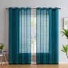Sheer Curtains HLC.ME Sheer Grommet Curtain Panels - Grey Teal - Set Of 2