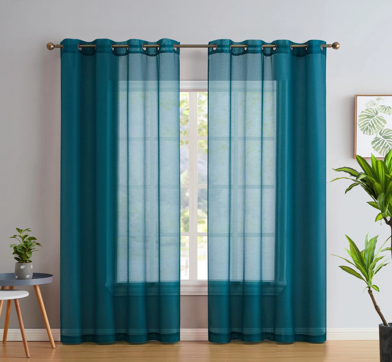 Sheer Curtains HLC.ME Sheer Grommet Curtain Panels - Grey Teal - Set Of 2 3 Sheer Curtains HLC.ME Sheer Grommet Curtain Panels - Grey Teal - Set Of 2