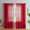 Sheer Curtains HLC.ME Sheer Grommet Curtain Panels - Red - Set Of 2