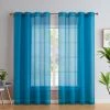 HLC.ME Sheer Grommet Curtain Panels - Turquoise - Set Of 2 Sheer Curtains