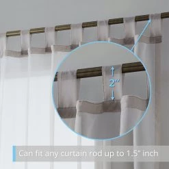 HLC.ME Sheer Curtains Lucento Sheer Tab Top Curtain Panels - Silver Grey - Set Of 2