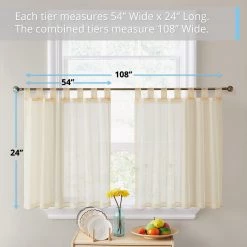 HLC.ME Lucento Sheer Tab Top Tiers - Beige - Set Of 2 7 HLC.ME Lucento Sheer Tab Top Tiers - Beige - Set Of 2